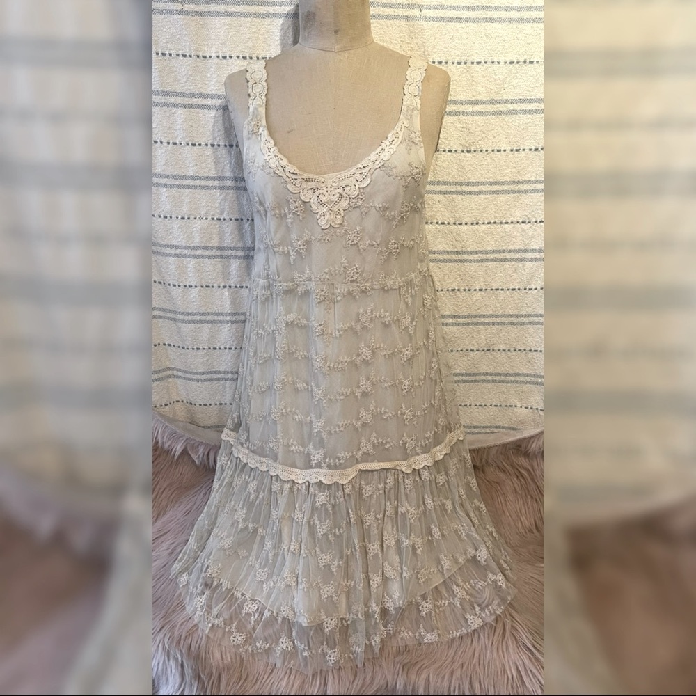 Elegant chic off white lace dress